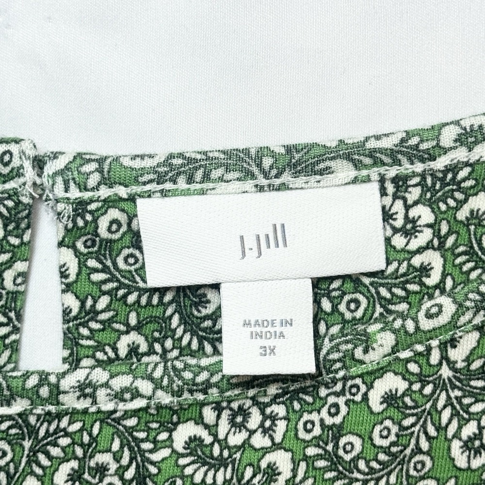 J.Jill Tiered Floral Green Maxi Dress Size 3X Soft Knit Cottagecore Boho Flowy - Picture 7 of 11